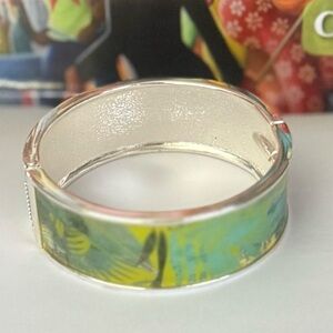Silver Blue and Green Patterned Women's Cuff Bracelet